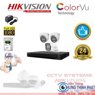 TRỌN BỘ 3 CAMERA QUAN SÁT HIKVISION FULL COLOR 2.0 MPX